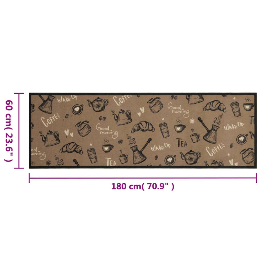 Keukenmat wasbaar ochtendprint 60x180 cm fluweel bruin