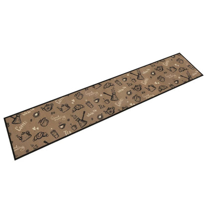 Keukenmat Wasbaar Ochtendprint Fluweel Bruin Donkerbruin 60 x 300 cm