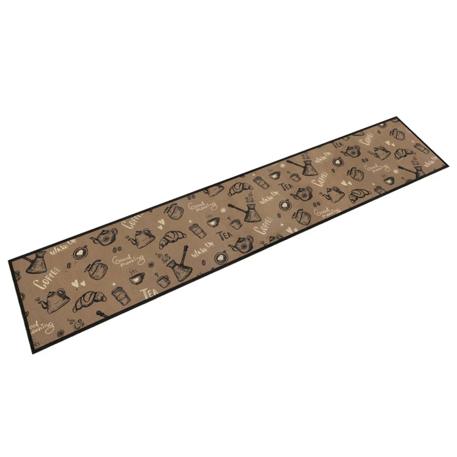 Keukenmat Wasbaar Ochtendprint Fluweel Bruin Donkerbruin 60 x 300 cm