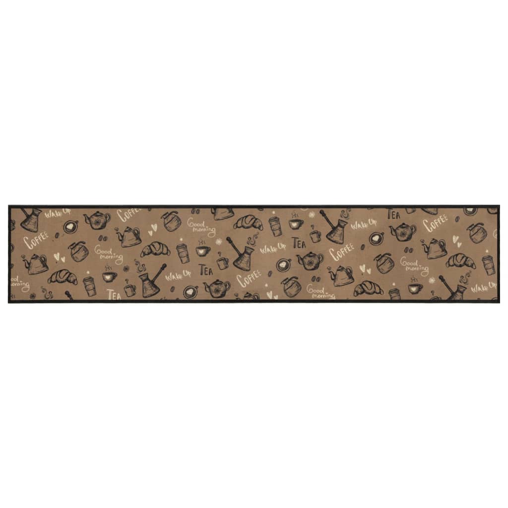 Keukenmat Wasbaar Ochtendprint Fluweel Bruin Donkerbruin 60 x 300 cm