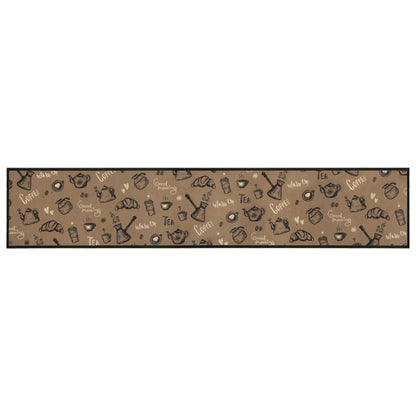 Keukenmat Wasbaar Ochtendprint Fluweel Bruin Donkerbruin 60 x 300 cm