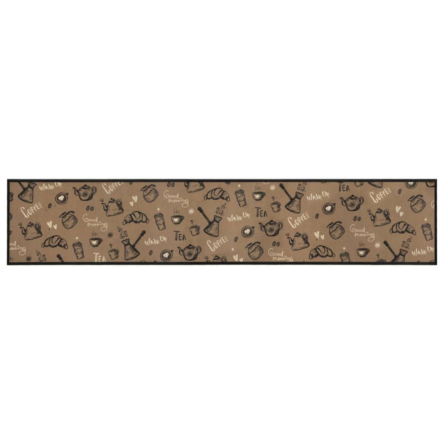 Keukenmat Wasbaar Ochtendprint Fluweel Bruin Donkerbruin 60 x 300 cm