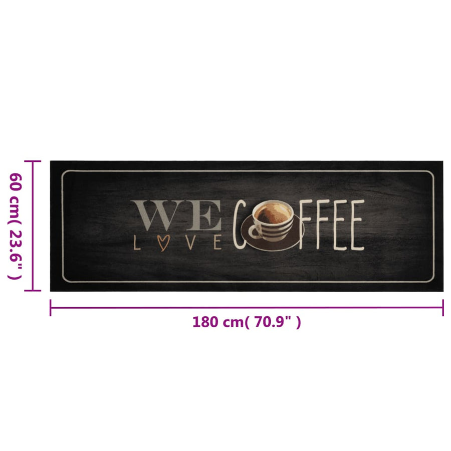 Keukenmat Wasbaar Koffietekst 60X180 Cm Fluweel