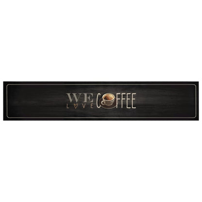 Keukenmat Wasbaar Koffietekst 60X300 Cm Fluweel