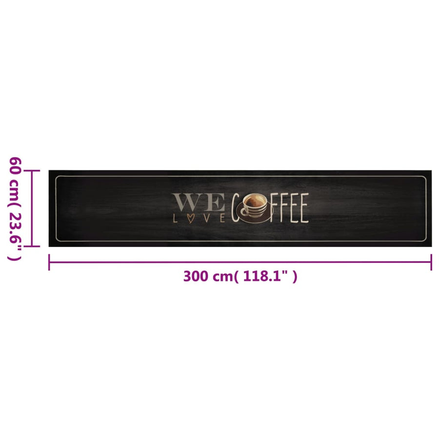 Keukenmat Wasbaar Koffietekst 60X300 Cm Fluweel