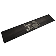 Washable kitchen runner cup print 60x300 cm velvet black