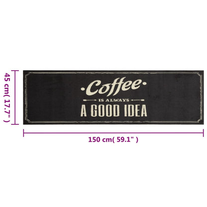 Keukenmat Wasbaar Koffietekst 45X150 Cm Fluweel