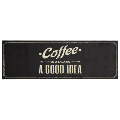 Keukenmat Wasbaar Koffietekst 60X180 Cm Fluweel