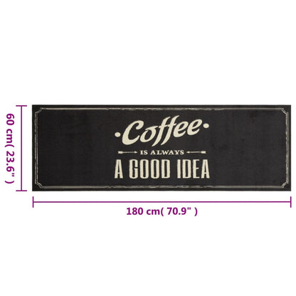 Keukenmat Wasbaar Koffietekst 60X180 Cm Fluweel