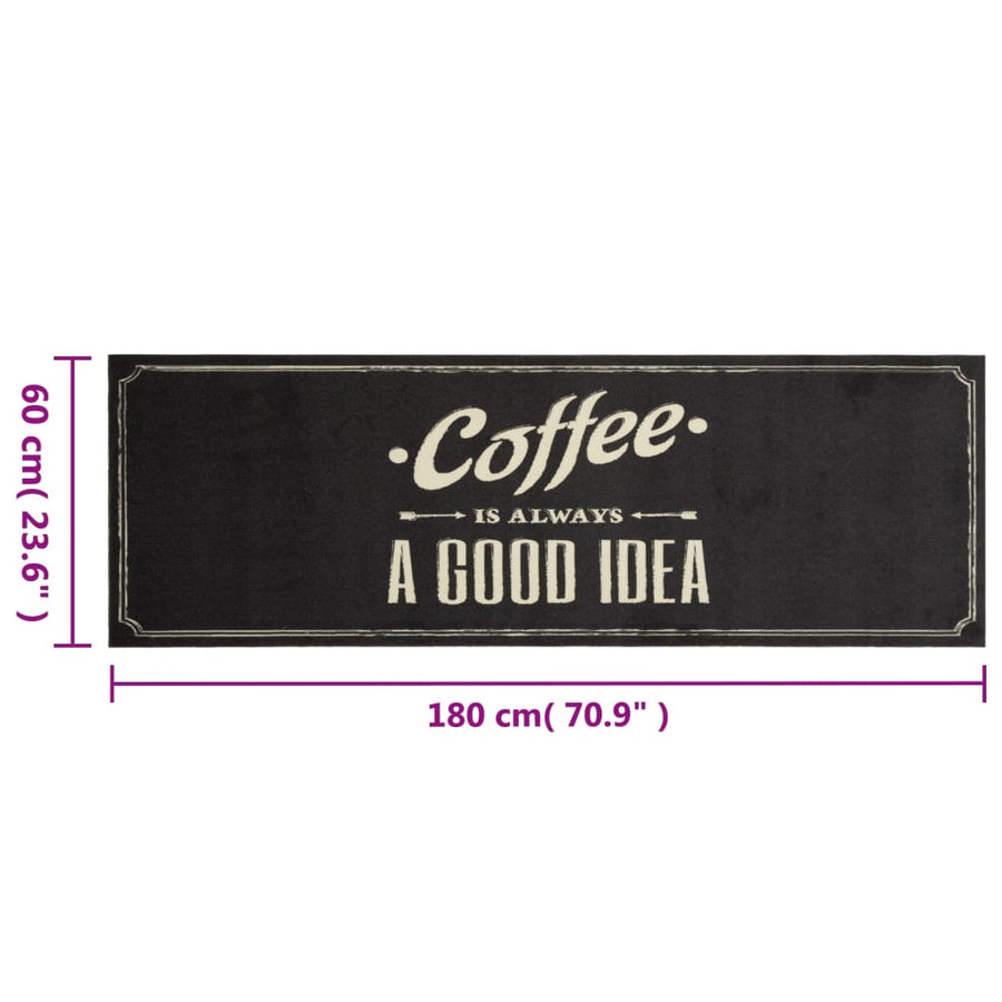 Keukenmat Wasbaar Koffietekst 60X180 Cm Fluweel