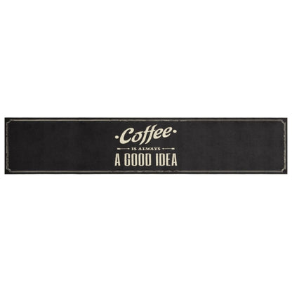 Keukenmat Wasbaar Koffietekst 60X300 Cm Fluweel