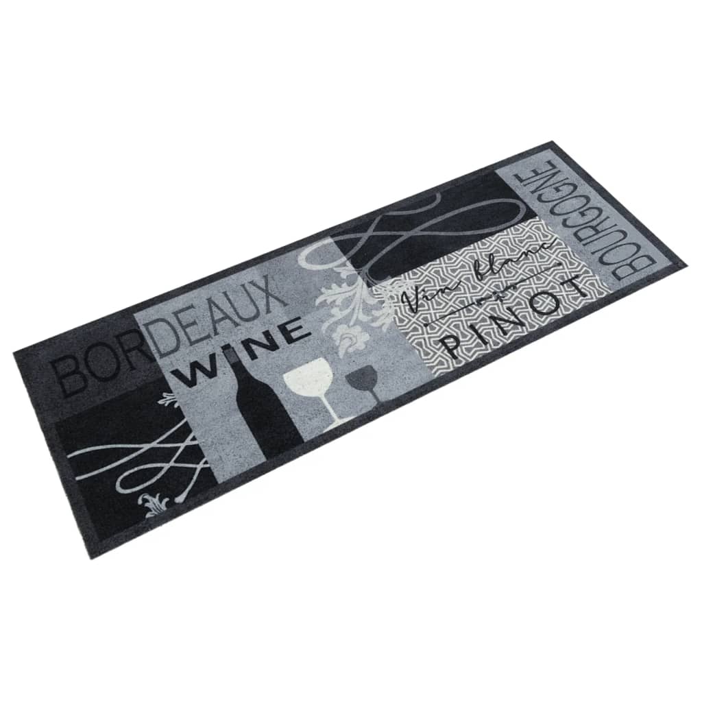 Keukenmat Wasbaar Wijnprint 45X150 Cm Fluweel Grijs