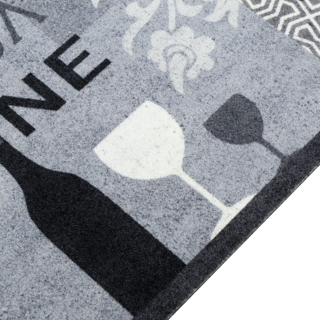 Keukenmat Wasbaar Wijnprint 45X150 Cm Fluweel Grijs