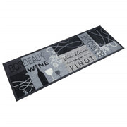 Washable kitchen mat wine print 60x180 cm velvet grey