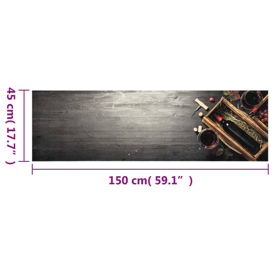 Keukenmat wasbaar wijnflesprint 45x150 cm fluweel