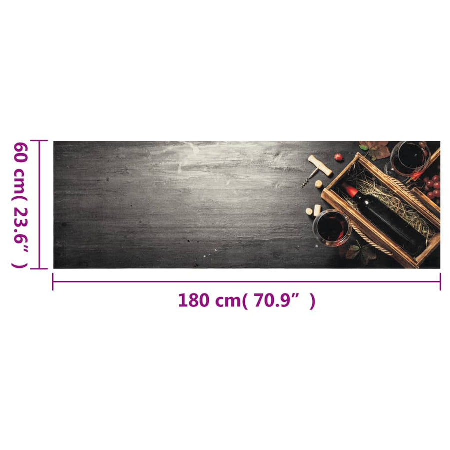 Keukenmat Wasbaar Wijnflesprint 60X180 Cm Fluweel