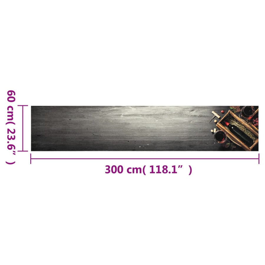 Keukenmat Wasbaar Wijnflesprint 60X300 Cm Fluweel Donkerbruin