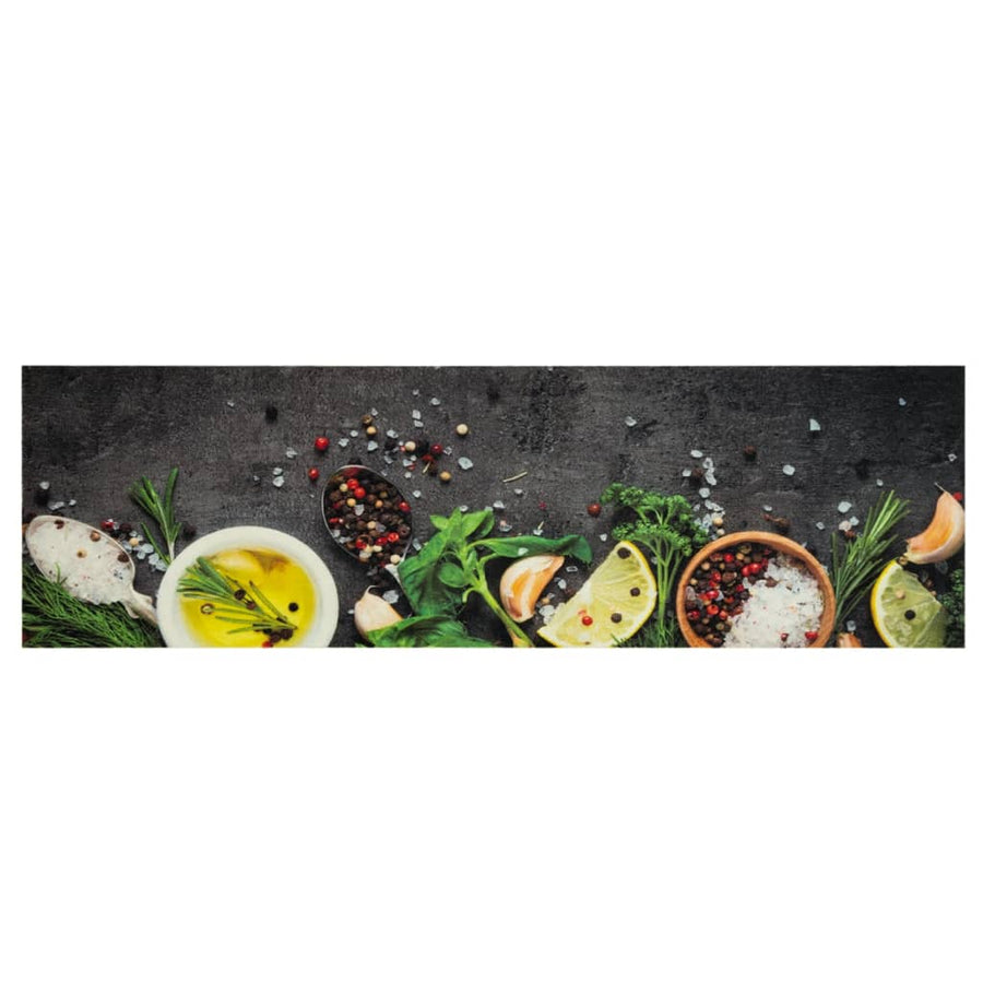 Keukenmat Wasbaar Kruidenprint 45X150 Cm Fluweel