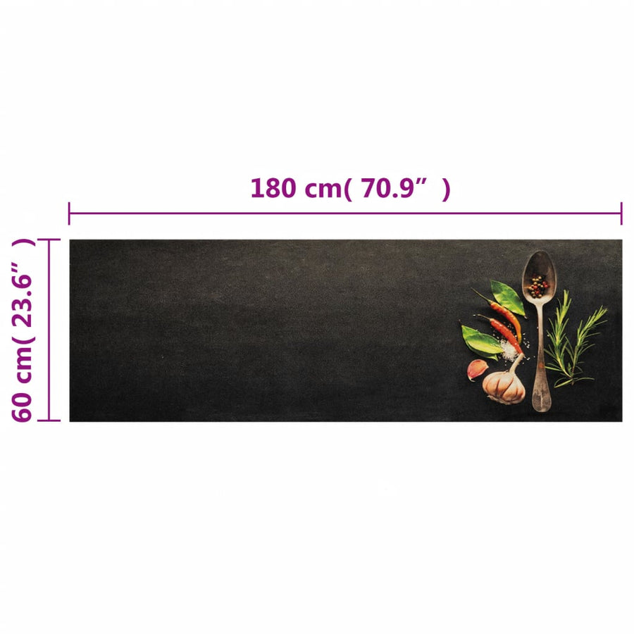 Keukenmat Wasbaar Kruidenprint 60X180 Cm Fluweel