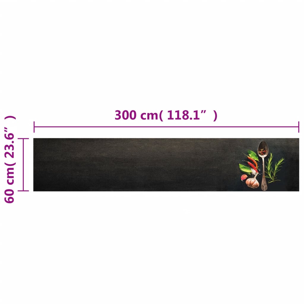 Keukenmat Wasbaar Kruidenprint 60X300 Cm Fluweel