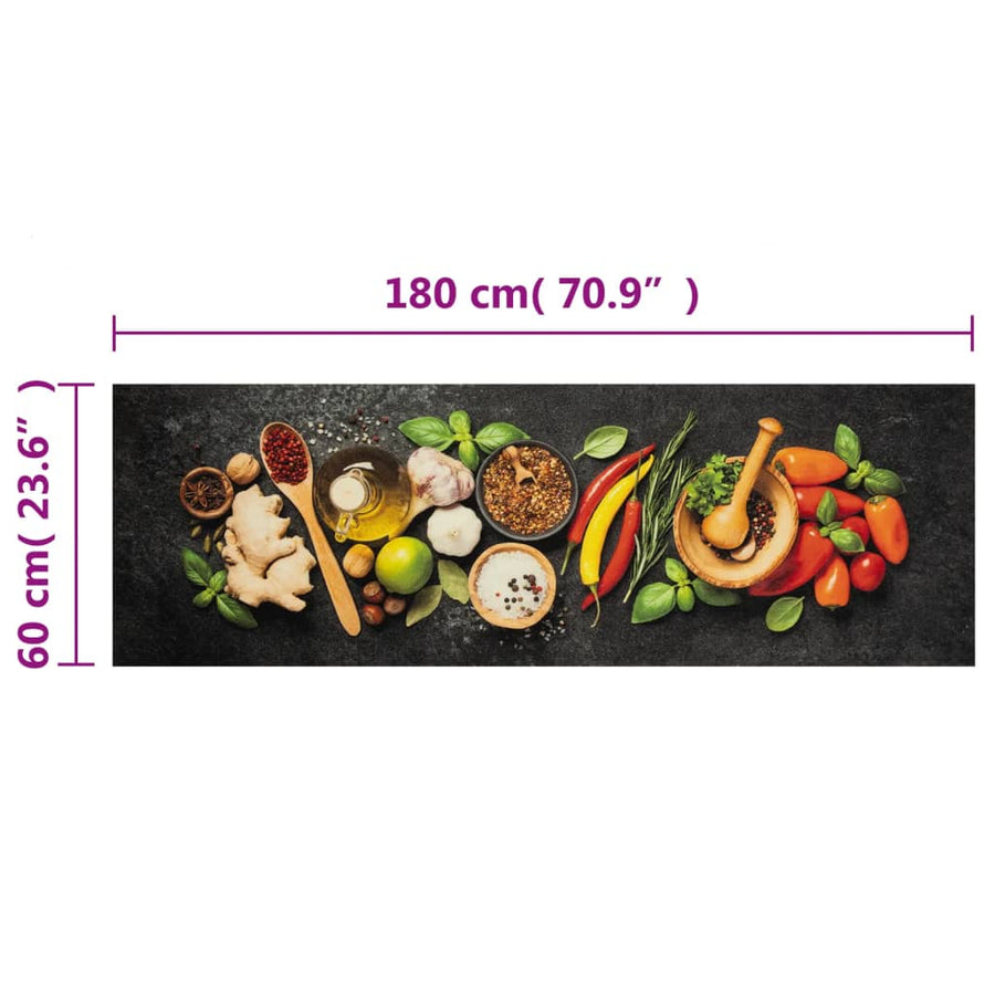 Keukenmat Wasbaar Kruidenprint 60X180 Cm Fluweel