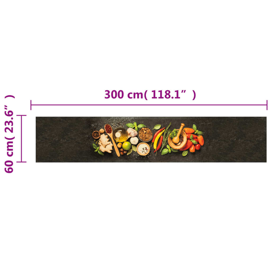 Keukenmat Wasbaar Kruidenprint 60X300 Cm Fluweel