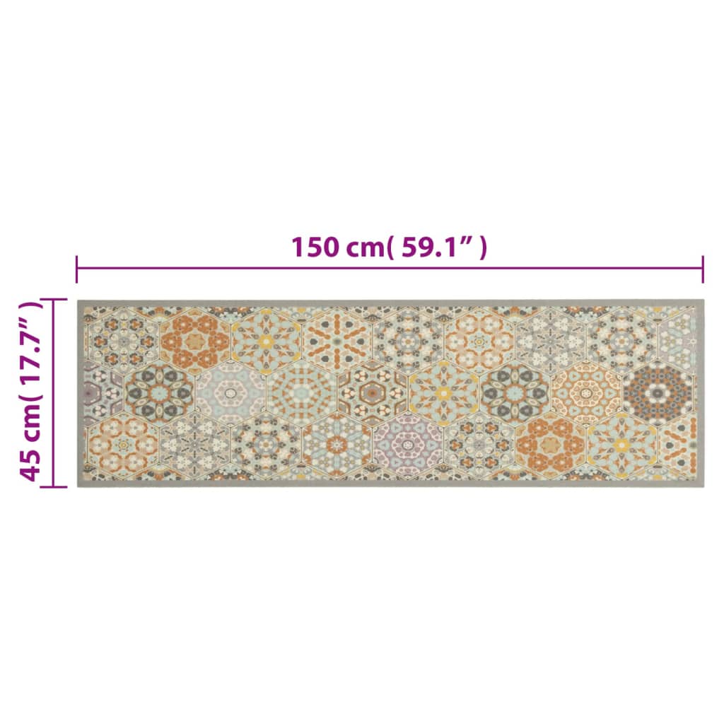 Keukenmat Wasbaar Zeshoekpastelprint 45X150 Cm Fluweel