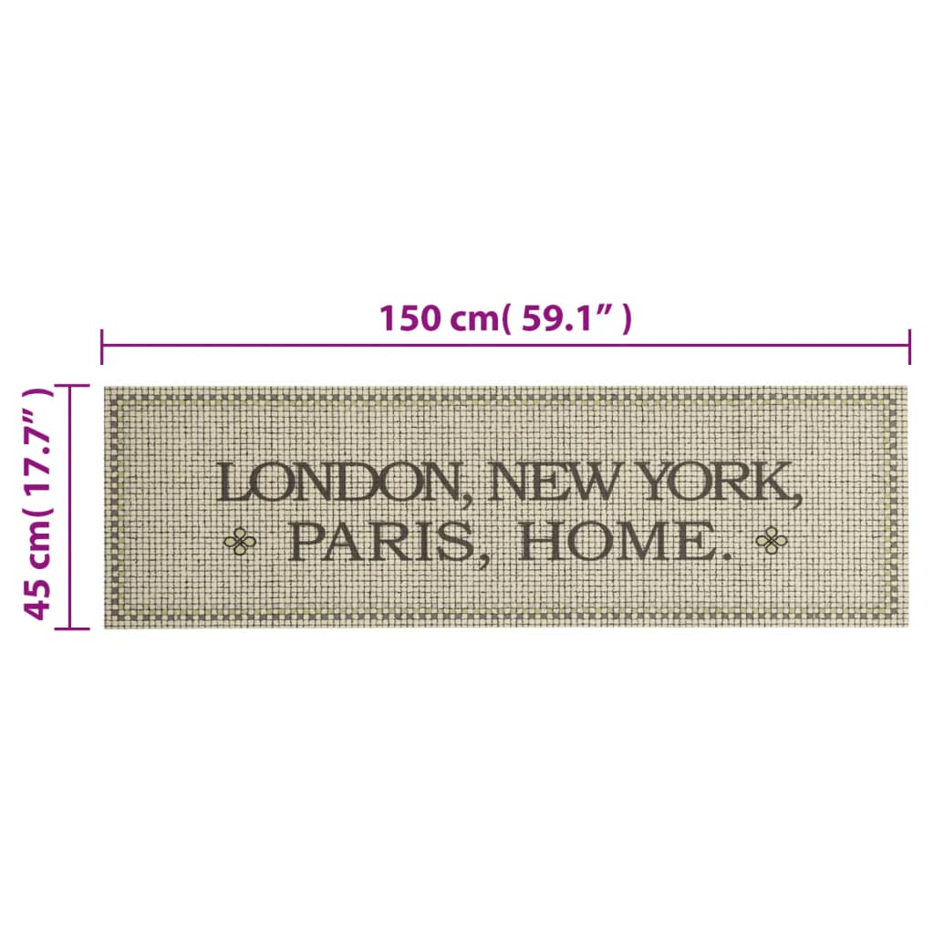 Keukenmat wasbaar Home-tekst 45x150 cm fluweel