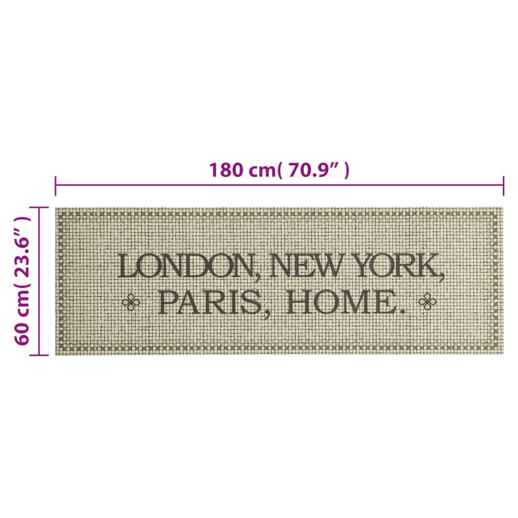 Keukenmat wasbaar Home-tekst 60x180 cm fluweel