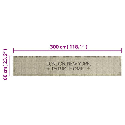 Keukenmat wasbaar Home-tekst 60x300 cm fluweel