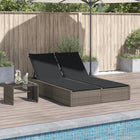 2-person daybed with cushions poly rattan grey