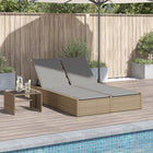 Ligbed 2-persoons poly rattan beige 123x200x72 cm