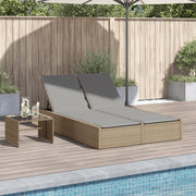 Ligbed 2-persoons poly rattan beige 123x200x72 cm