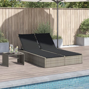 Ligbed 2-persoons poly rattan lichtgrijs 123x200 cm