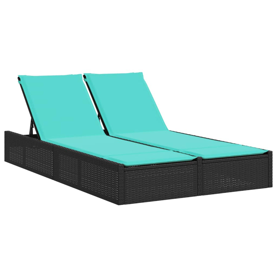 Dubbele Ligstoel Met Kussens Poly Rattan 1