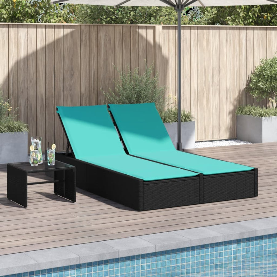 Dubbele Ligstoel Met Kussens Poly Rattan 1