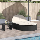Sun lounger 2-person with cushions poly rattan black