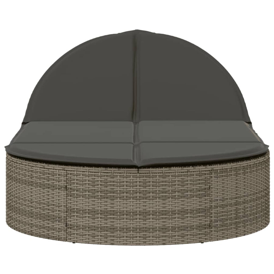 Ligbed 2-persoons met kussens poly rattan grijs