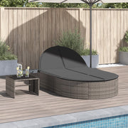 Ligbed 2-persoons poly rattan grijs 110x200 cm