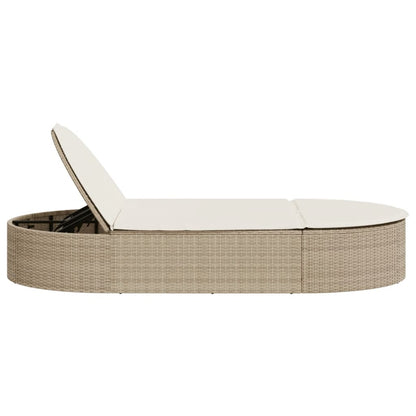 Ligbed 2-persoons met kussens poly rattan beige