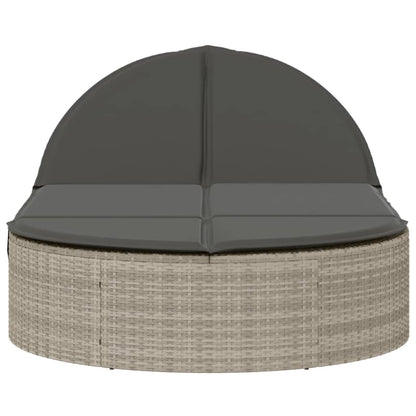 Ligbed 2-persoons met kussens poly rattan lichtgrijs