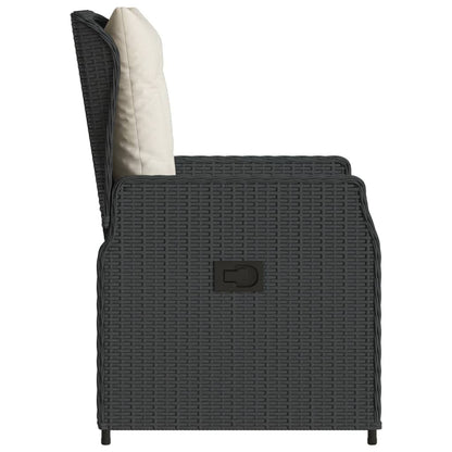 Tuinstoelen 2 st verstelbaar poly rattan zwart