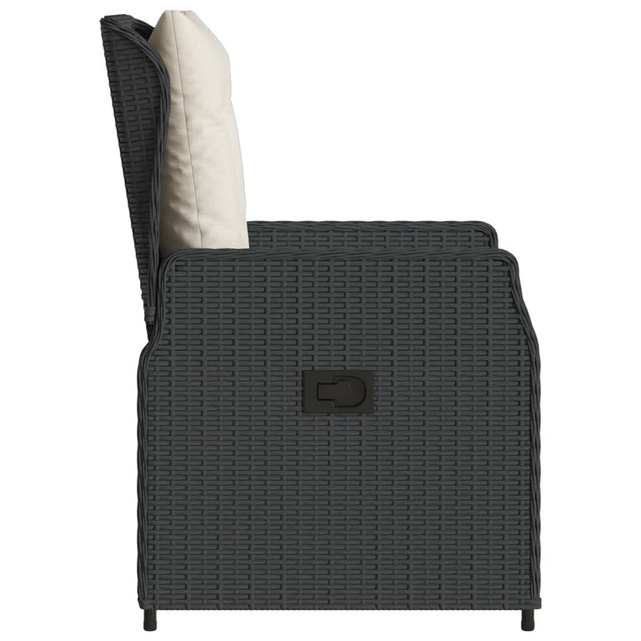 Tuinstoelen 2 st verstelbaar poly rattan zwart