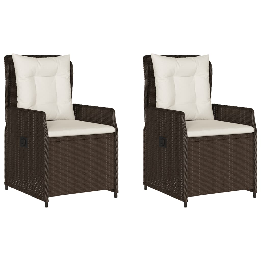 Tuinstoelen 2 st verstelbaar poly rattan bruin