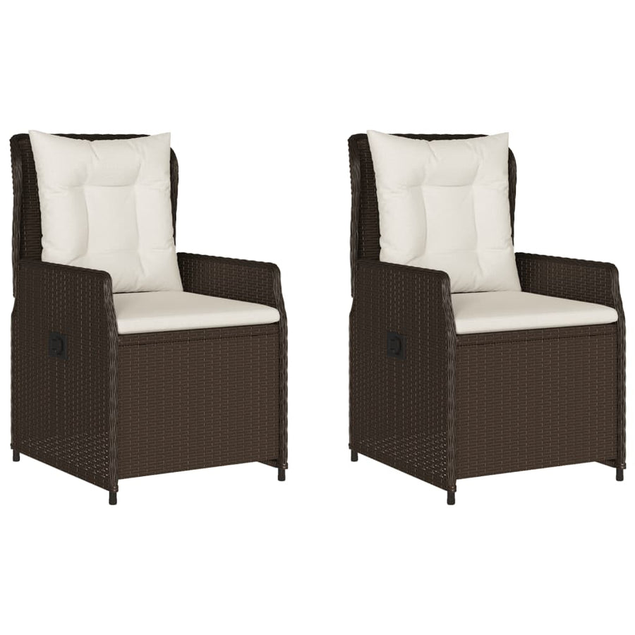Tuinstoelen 2 st verstelbaar poly rattan bruin