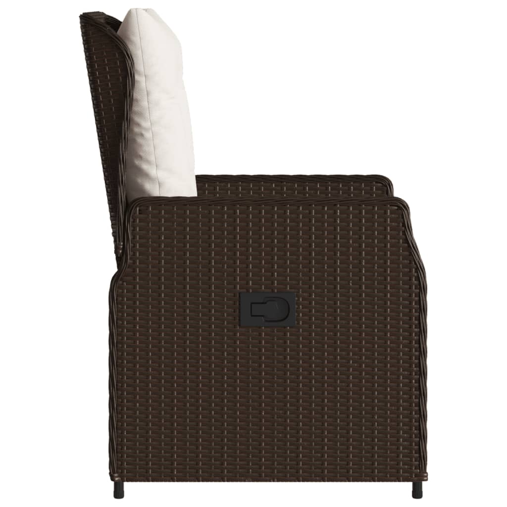 Tuinstoelen 2 st verstelbaar poly rattan bruin