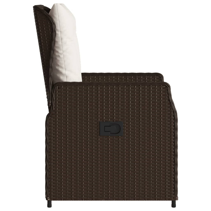 Tuinstoelen 2 st verstelbaar poly rattan bruin