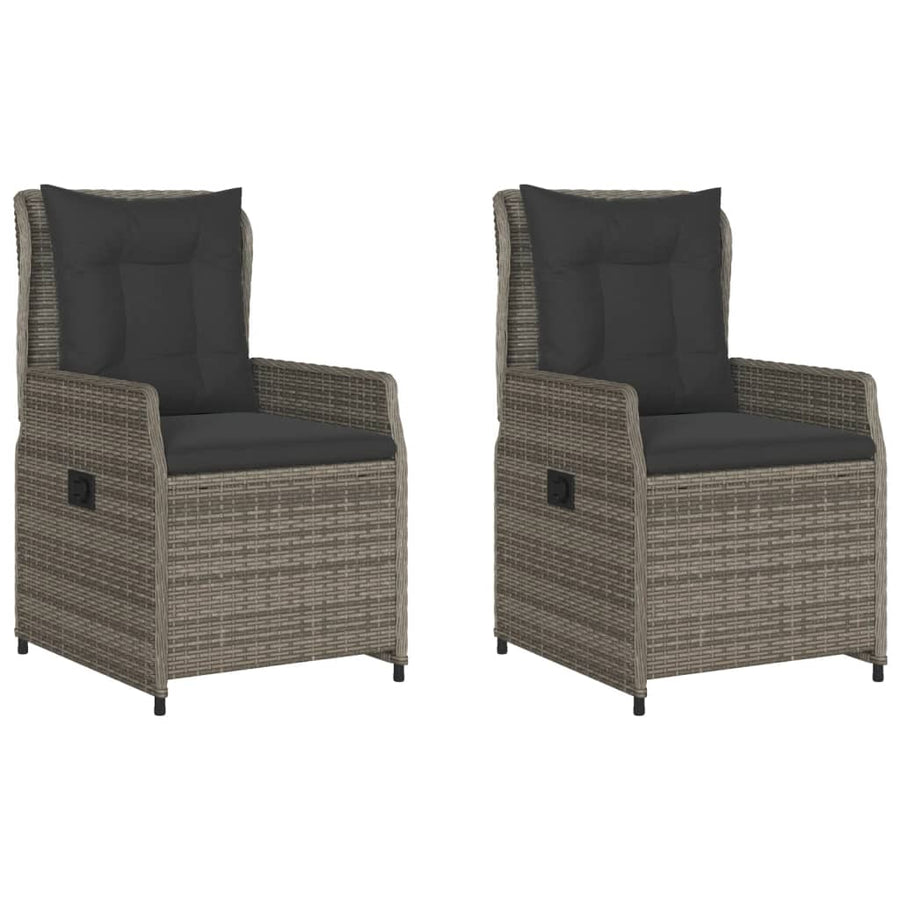Tuinstoelen 2 st verstelbaar poly rattan grijs