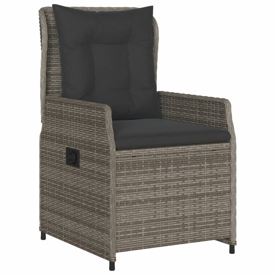 Tuinstoelen 2 st verstelbaar poly rattan grijs