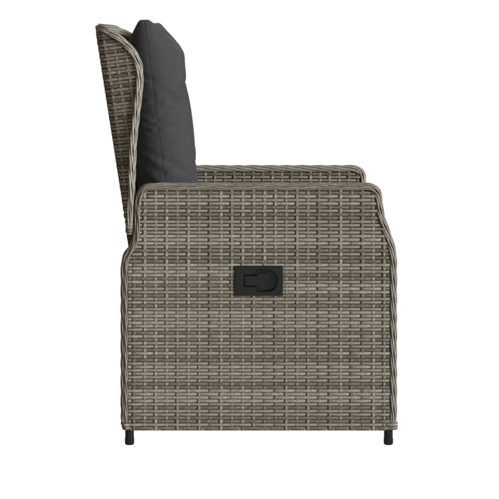 Tuinstoelen 2 st verstelbaar poly rattan grijs